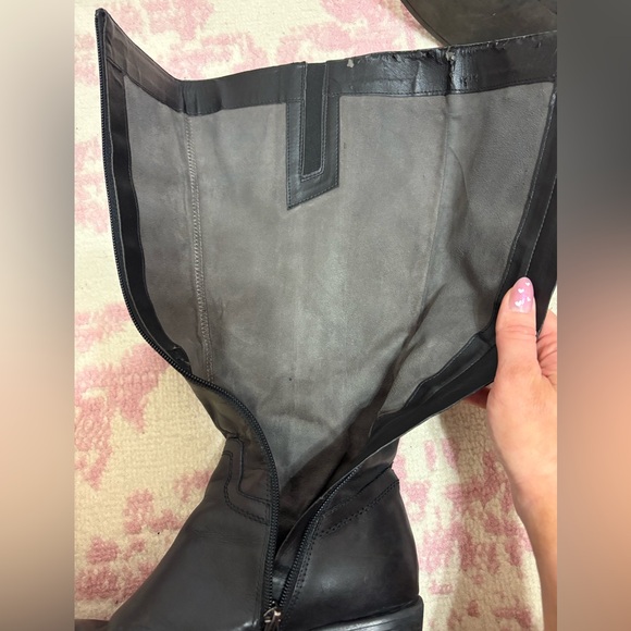 Franco Sarto Black Leather Knee-High Heeled Boots Women’s Size 8 - Picture 10 of 12